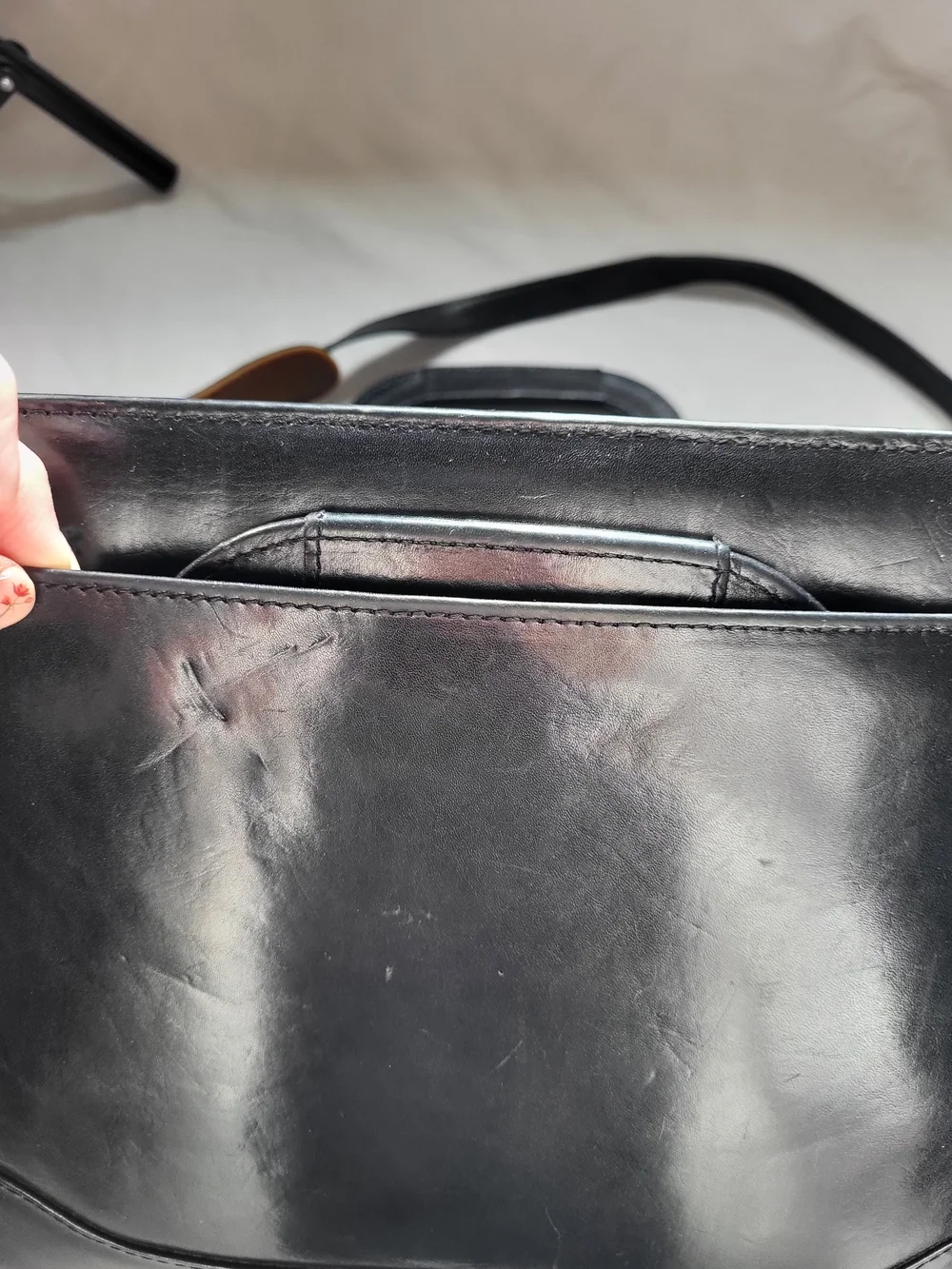 Franklin Covey Black Leather Crossbody Messenger Planner Briefcase